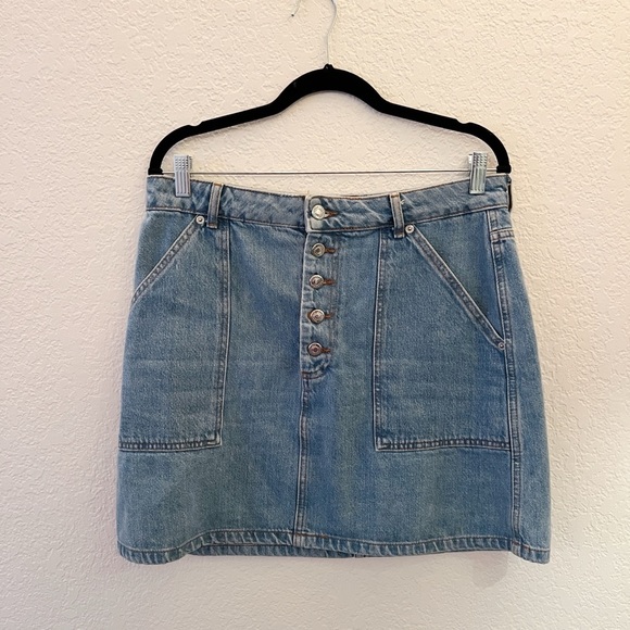 TOPSHOP Denim Skirt Button Fly size 10 - Picture 1 of 4
